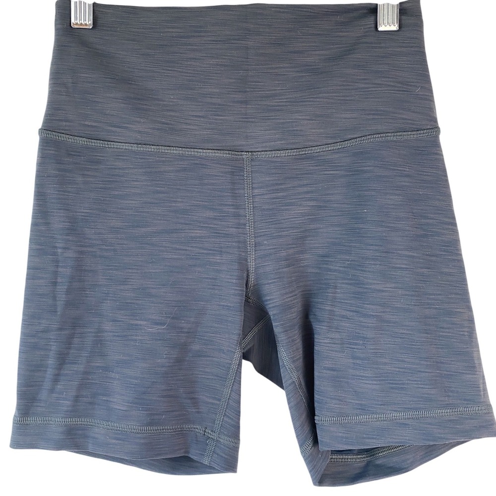 Lululemon Womens Wunder Under Biker Shorts 6 Heathered Graphite Grey High Rise
